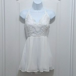 White Lace & Sheer Romper